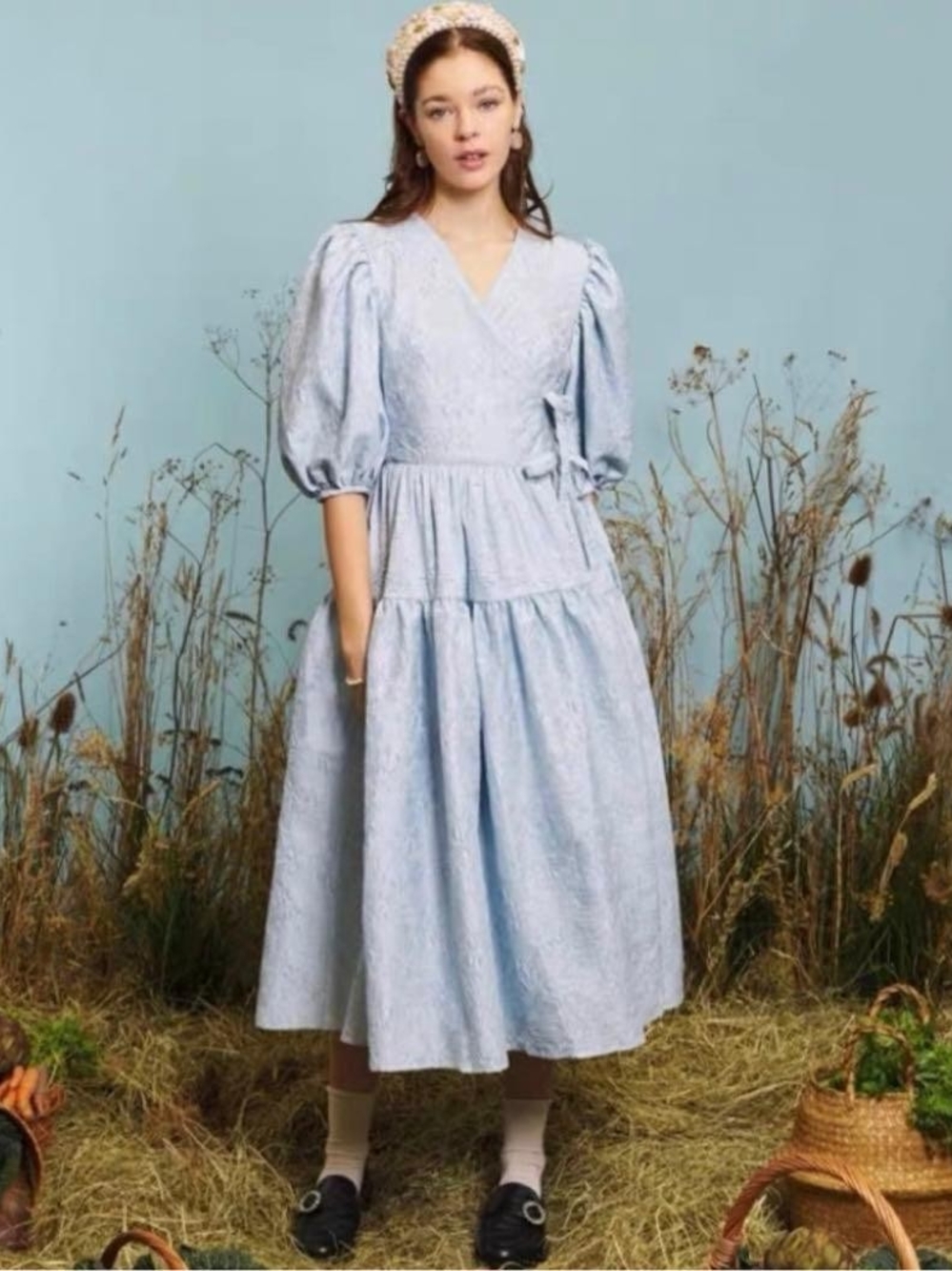 Sister Jane Dream Barley Surplice Midi Dress